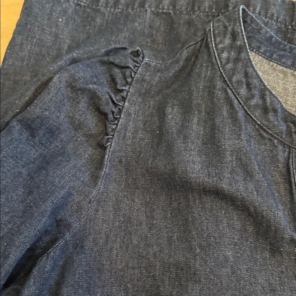 J.Crew Chambray Denim Shift Dress Pockets Henley Button Front Size S - Picture 4 of 4